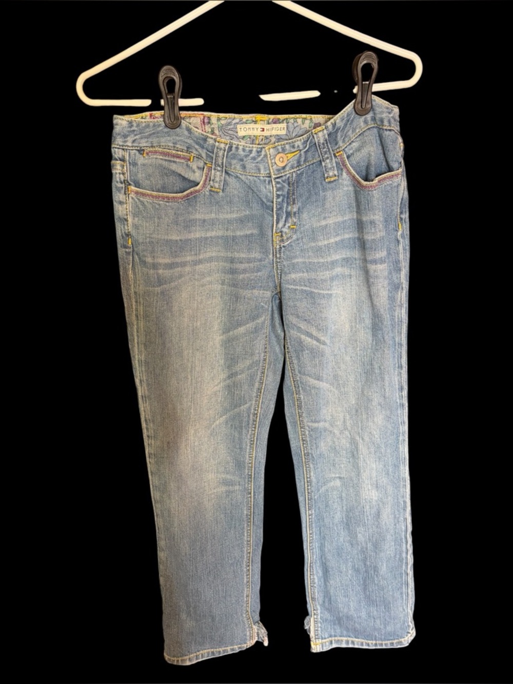 Tommy Hilfiger Y2K Vintage Floral Lined Capris Pedal Pushers Jeans Sz 6